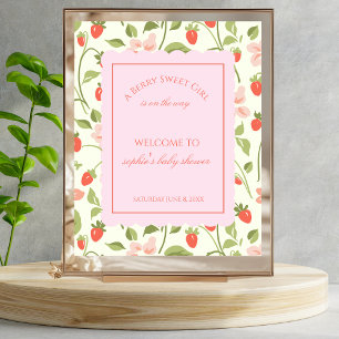 A berry sweet girl is on the way welcome sign