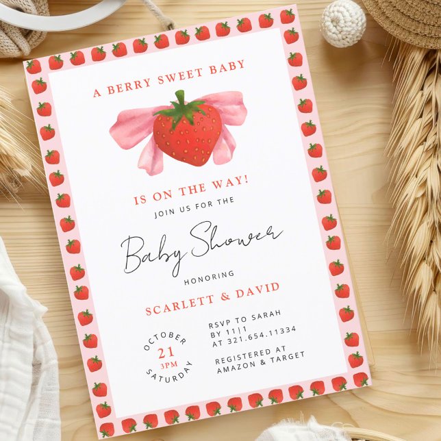 A Berry Sweet Girl Stylish Baby Shower Invitation (Creator Uploaded)