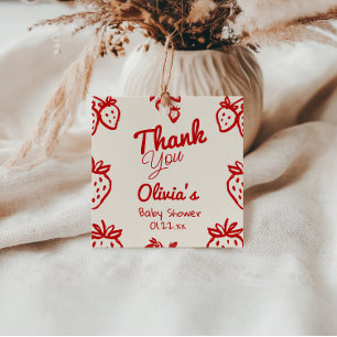 A Berry Sweet Hand Drawn Strawberries Baby Shower  Favour Tags