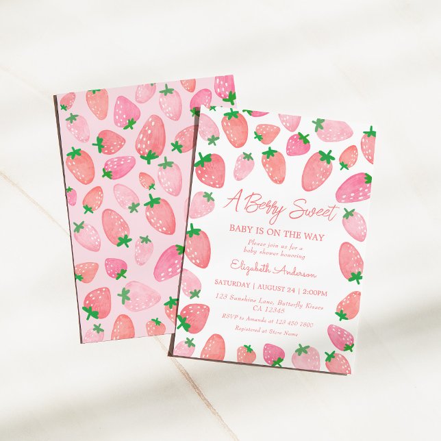 A Berry Sweet Strawberry Baby Shower Invitation (Creator Uploaded)