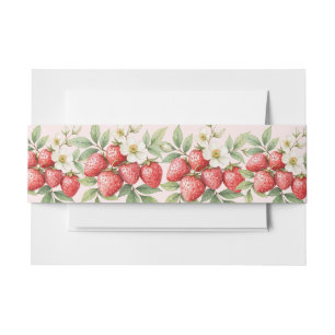 A Berry Sweet Strawberry in blossom Invitation Belly Band