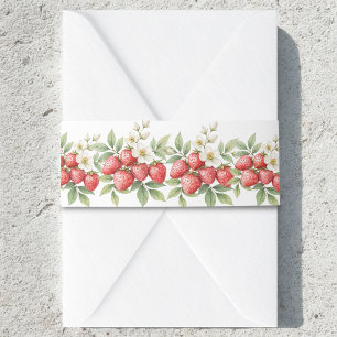 A Berry Sweet Strawberry in blossom  Invitation Belly Band
