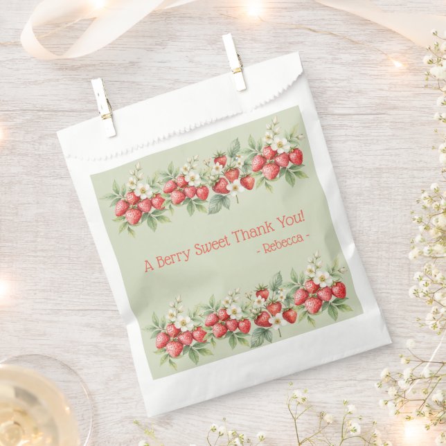 A Berry Sweet Thank You Strawberries Blossom Favour Bags (Clipped)