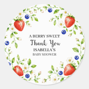 A Berry Sweet Thank You Strawberry Blueberry Classic Round Sticker