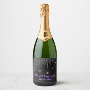 A Bewitching Affair Black Halloween Sparkling Wine Label