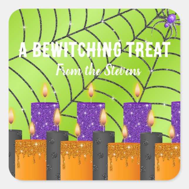 a bewitching affair green square sticker (Front)