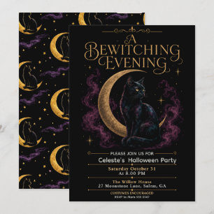 A Bewitching Halloween Evening Black Cat Invitation