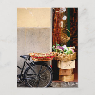 A Bicycle in Front of an Italian Shop Front Postcard