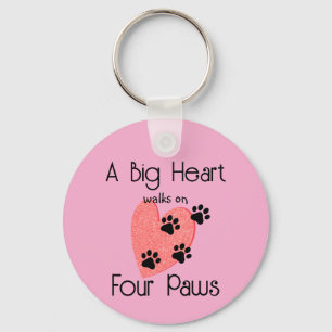A Big Heart walks on Four Paws - Cute Pet Lover Key Ring