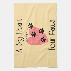 A Big Heart walks on Four Paws - Cute Pet Lover Tea Towel