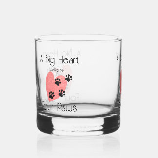 A Big Heart walks on Four Paws - Cute Pet Lover Whiskey Glass