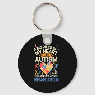 A Big Piece Of My Heart Has Autism And He's My Gra Key Ring