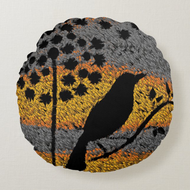 A Bird Among the Feathers  Round Cushion (Front)