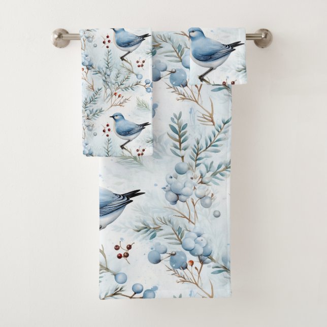 A Bird in a cold Winter - Bath Towel Set (Insitu)