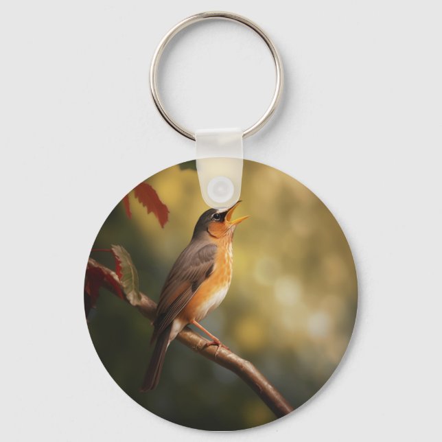 A bird singing in the morning key ring (Front)