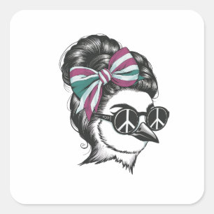 a bird with her hair elegantly styled square sticker