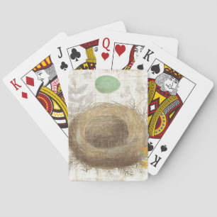 A Bird's Nest with a Green Egg Playing Cards