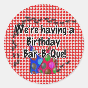 A Birthday Bar-B-Q Party Classic Round Sticker