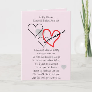 A Birthday card for partners and loved ones