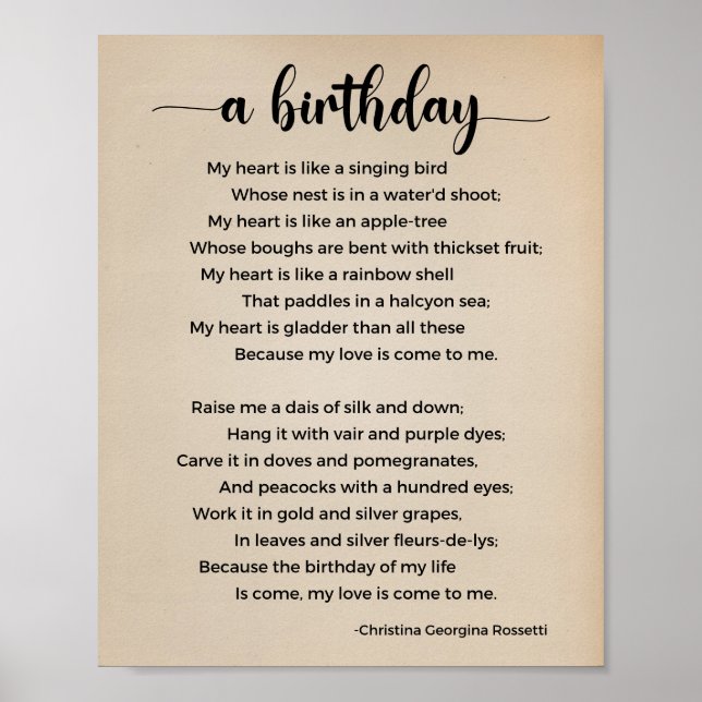 A Birthday Poem Vintage Poster (Front)