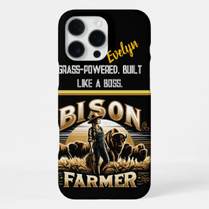 A Bison Farmer Tending to Her Herd at Sunset iPhone 16 Pro Max Case