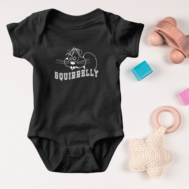 A Bit Squirrelly Squirrel White Line Art Baby Bodysuit (A Bit Squirrelly Squirrel White Line Art Baby Bodysuit)