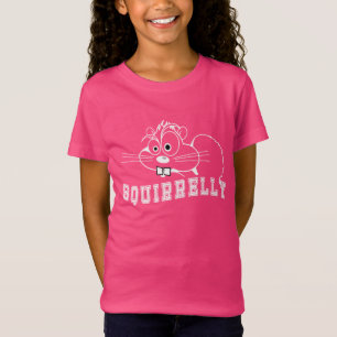 A Bit Squirrelly Squirrel White Line Art Girls T-Shirt