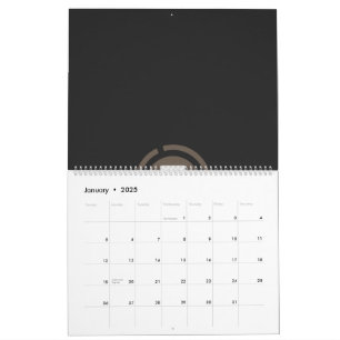 a black and brown logo with the letter 9 calendar