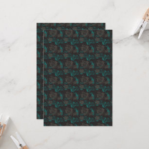 a black and green pattern with a black background invitation