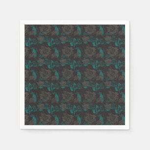 a black and green pattern with a black background napkin