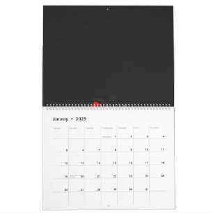 a black and red logo with a person in the centre calendar