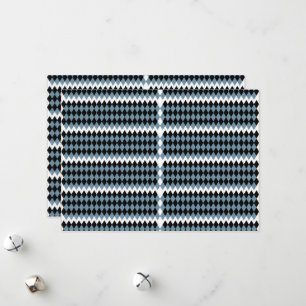 a black and white chequered pattern with a white b holiday card