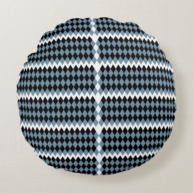 a black and white chequered pattern with a white b round cushion (Front)