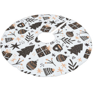 A Black and White Christmas Pattern Brushed Polyester Tree Skirt