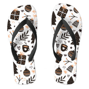 A Black and White Christmas Pattern Jandals
