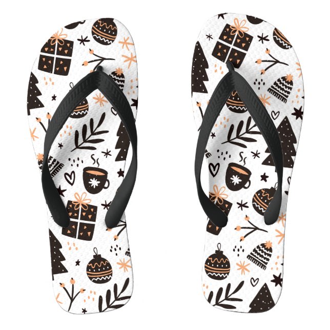 A Black and White Christmas Pattern Jandals (Footbed)