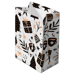 A Black and White Christmas Pattern Medium Gift Bag