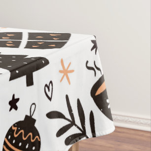 A Black and White Christmas Pattern Tablecloth
