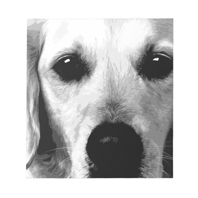 A black and white Golden retriever Notepad (Front)