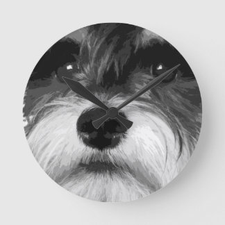 A black and white Miniature Schnauzer Round Clock