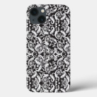a black and white paisley pattern