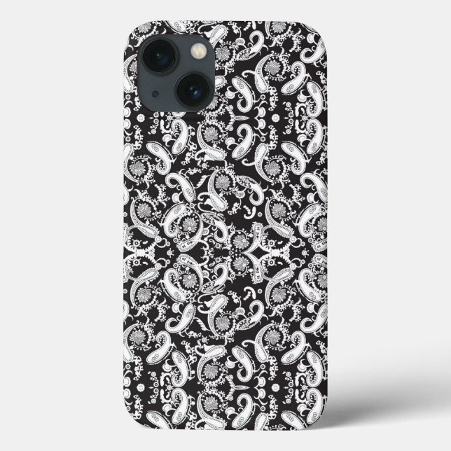 a black and white paisley pattern Case-Mate iPhone case (Back)