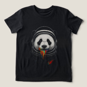 A black and white panda bear wearing a space suit Tri-Blend shirt