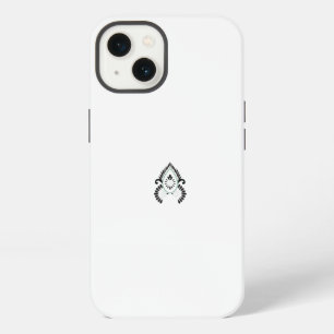 a black and white pattern with green accents iPhone 13 case