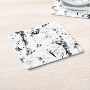a black and white photo of a black and white photo square paper coaster