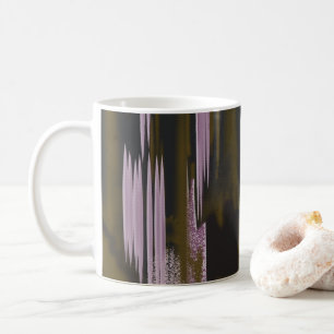a black and white photo of a building coffee mug