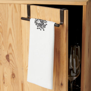 a black and white picture of a bunch of flowers tea towel
