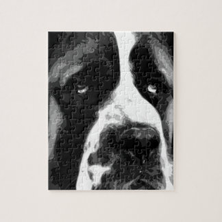 A black and white Saint bernard Jigsaw Puzzle