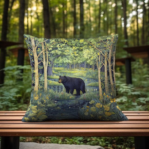 A Black Bear In The Forest, North Carolina Cushion