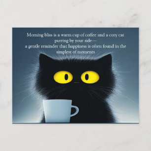 A Black Cat and a Warm Mug Postcard